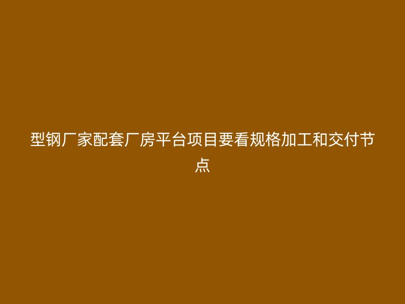 型鋼廠家配套廠房平臺項目要看規格加工和交付節點