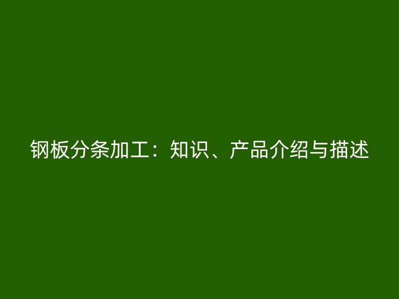 鋼板分條加工：知識、產品介紹與描述