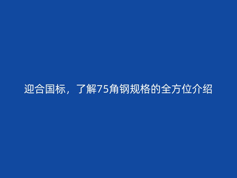 迎合國標，了解75角鋼規格的全方位介紹