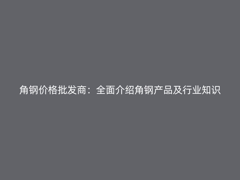 角鋼價格批發商：全面介紹角鋼產品及行業知識