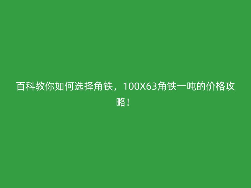 百科教你如何選擇角鐵，100X63角鐵一噸的價格攻略！